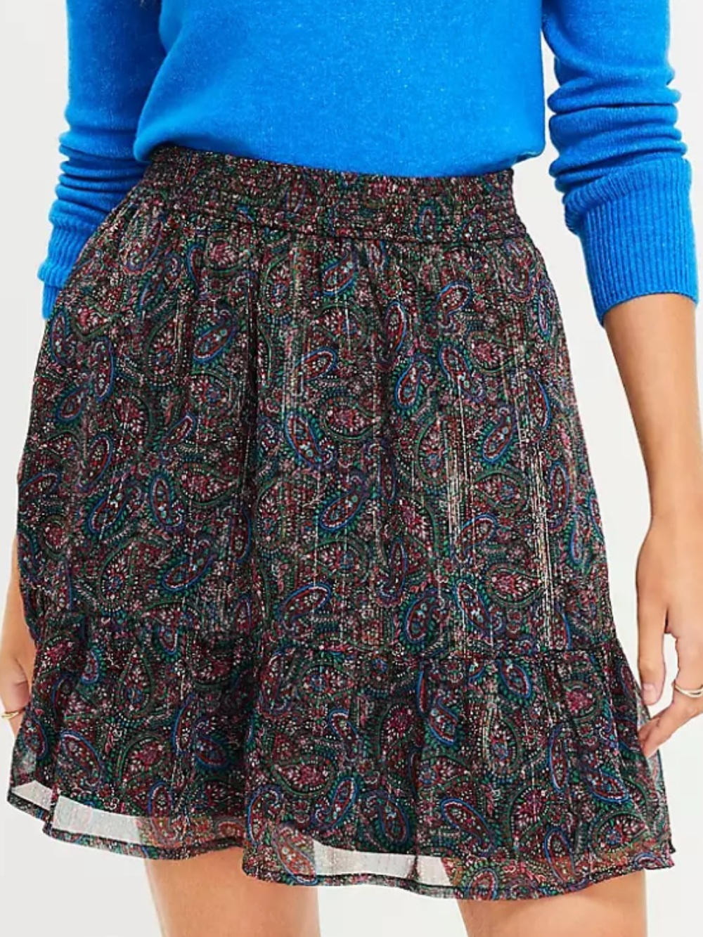 NWOT LOFT Paisley Shimmer Tiered Mini Skirt👗👛